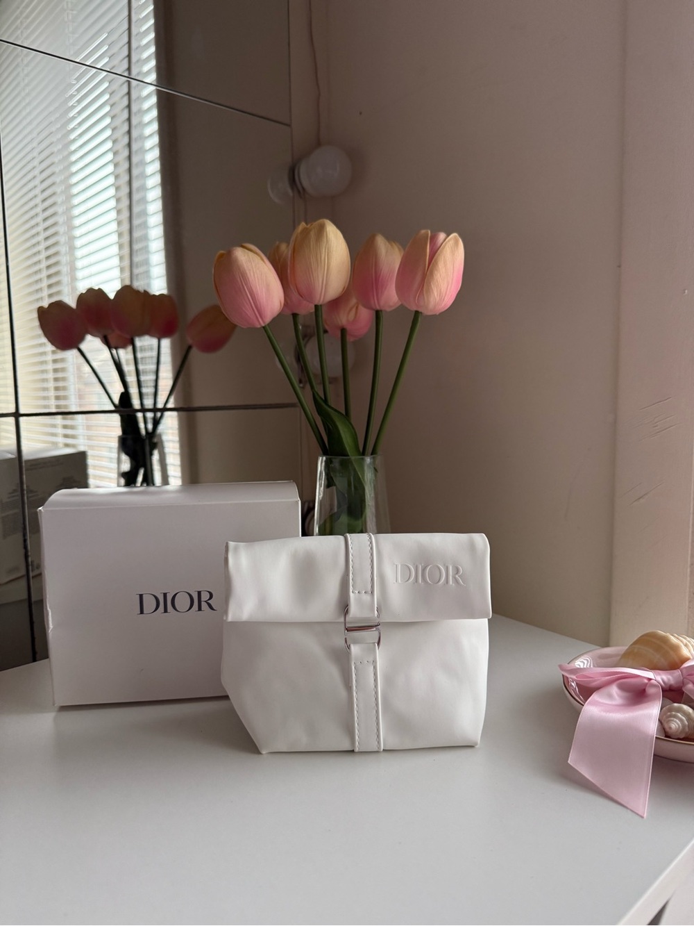 Dior White pouch bag
